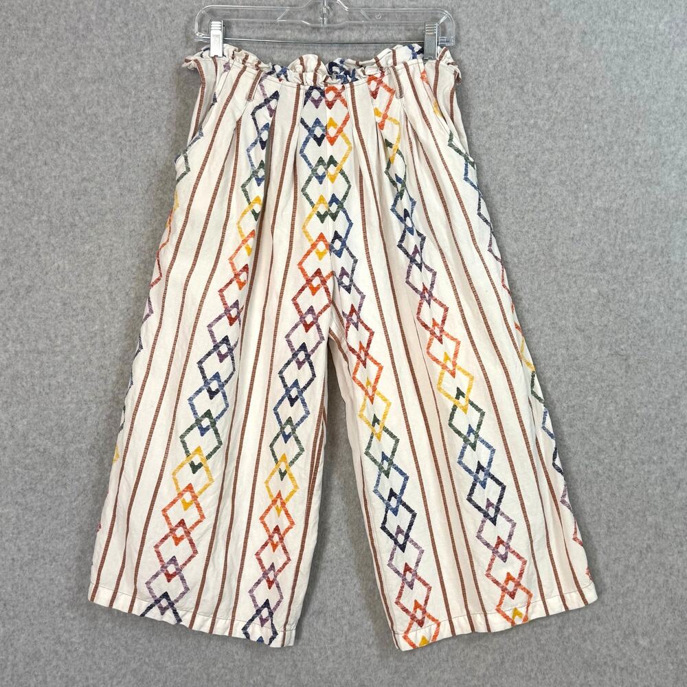 Current Air Los Angeles Wide Leg Pants Size S Rainbow Linen Festival Vtg 80s